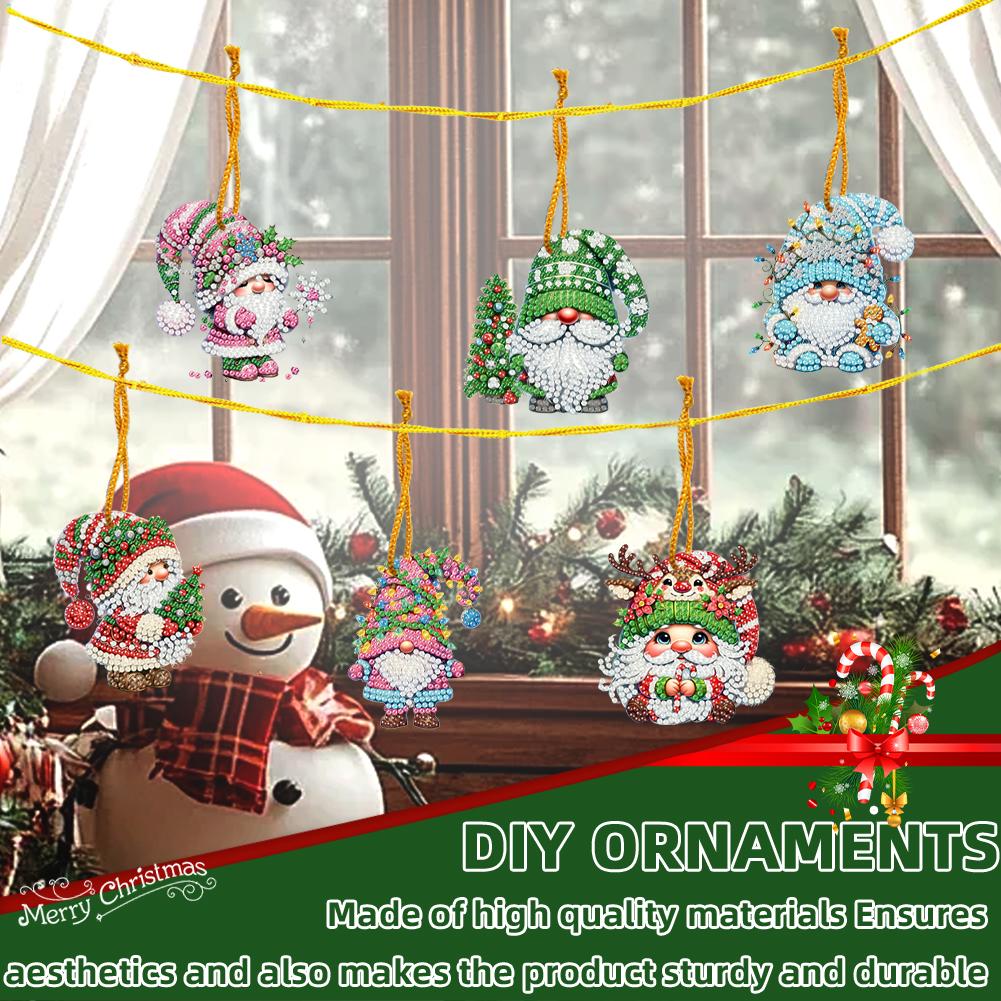 15pcs Xmas Theme 2D/Flat DIY Hanging Diamond Art Kits Double Sided Drill Diamond Art Pendant Acrylic Home Wall Decoration Crafts