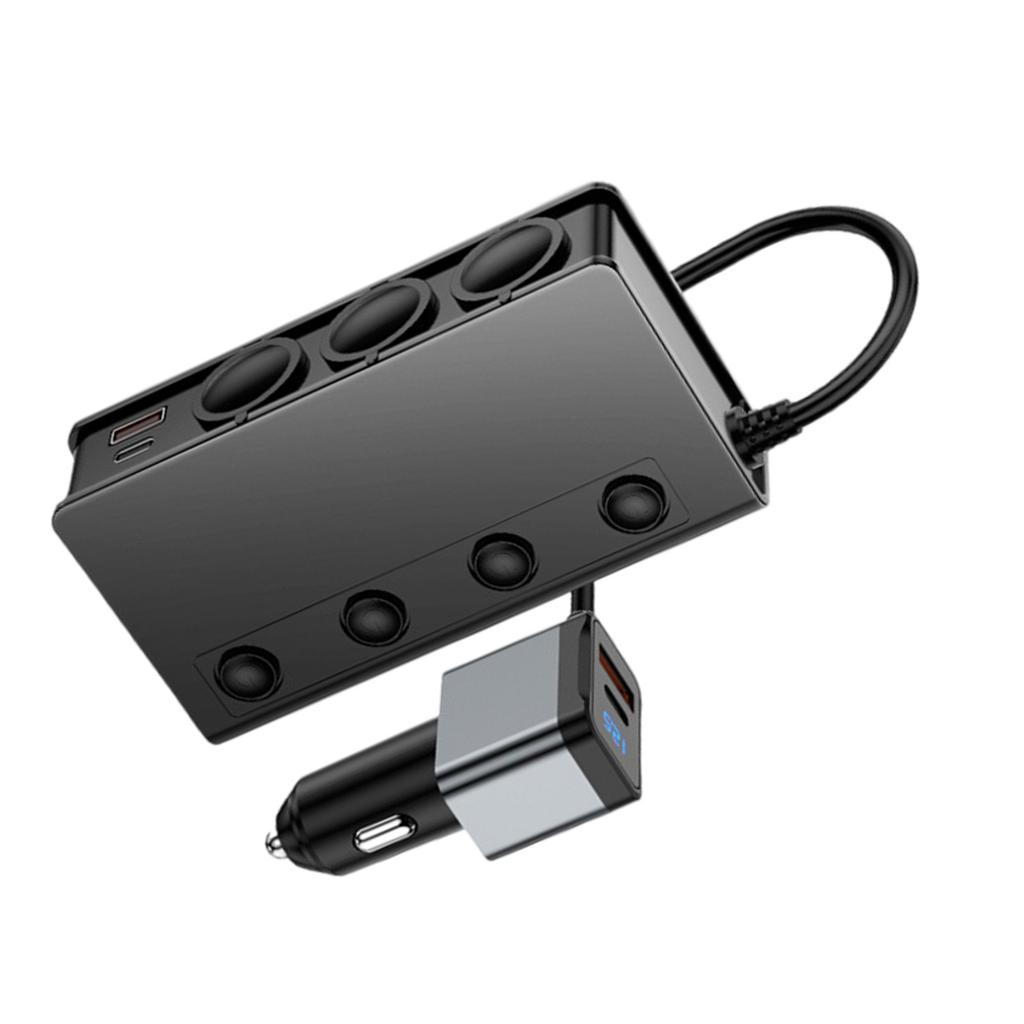 Fast Charging Car Adapter With PD18W QC3.0 4 Individual Switches Heat Resistant Design Lighter Adapter