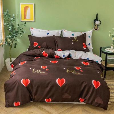 Romantic Heart-Shaped Printed Pillowcase Quilt Cover Two Or Three-Piece Set Is Available