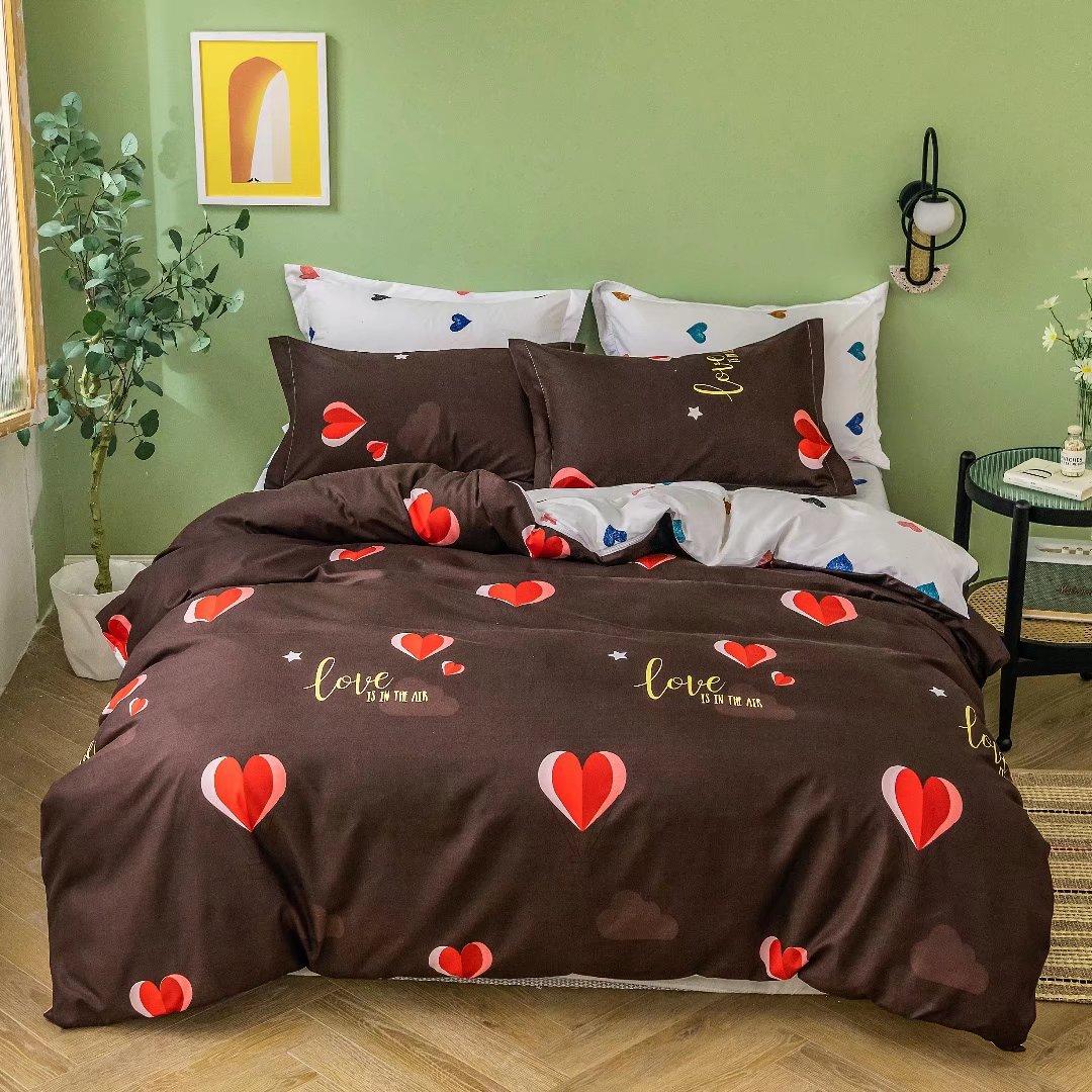 

Романтический комплект из двух или трех предметов с принтом в форме сердца: наволочка, пододеяльник. AU Queen 210*210