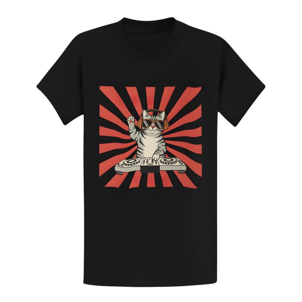 Cool DJ Cat T-Shirt - Funny Headphones Cat Lovers Trendy Gift Winter Tee 3 3XL