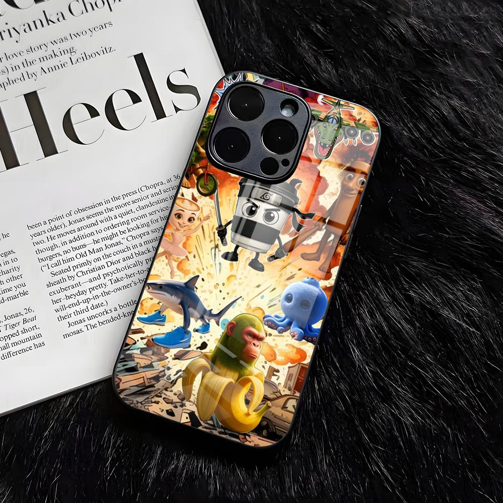 Animals Italian B-Brainrot Phone Case For IPhone 17 Air 16 E Pro Max 15 14 13 Mini 12 Pro 11 Max Plus Black Glass Cover