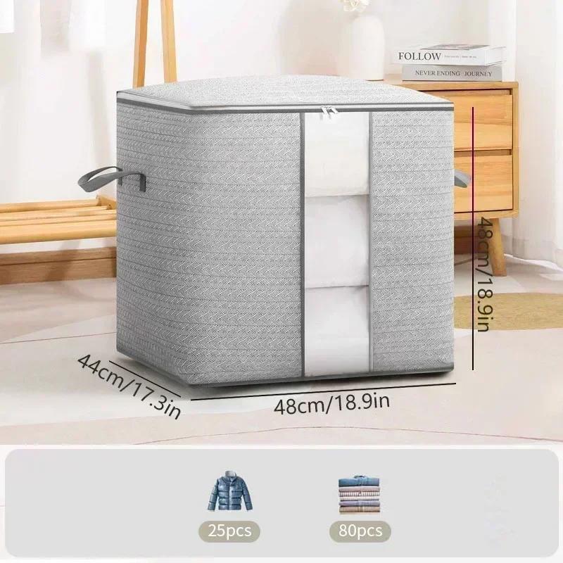 Foldable Clothes Storage Bag Visual Quilt Organize Cases with Handle Home Pillow Blanket Organizer Wardrobe Sorting Storage Box
