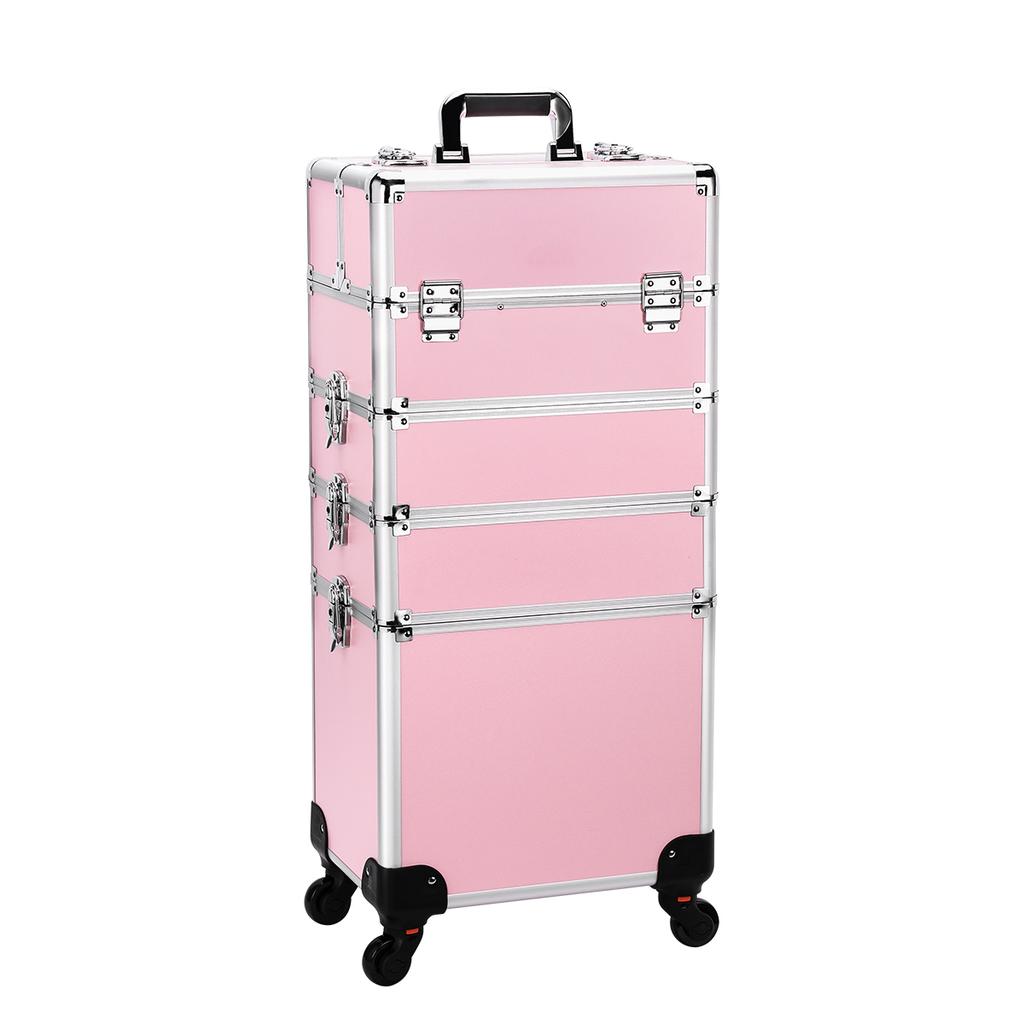 4 in 1 Vanity Makeup Beauty Cosmetic Case Beauty Nail Hairdressing Trolley Case Large Capacity Trolley Makeup Box