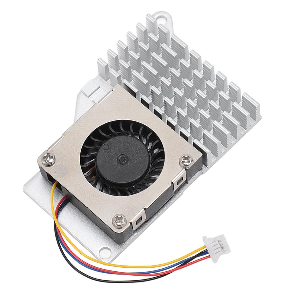 For RasPi 5 Active Cooler 4 Pin Connector Steady Running Aluminum Alloy Active Cooling Fan Silver