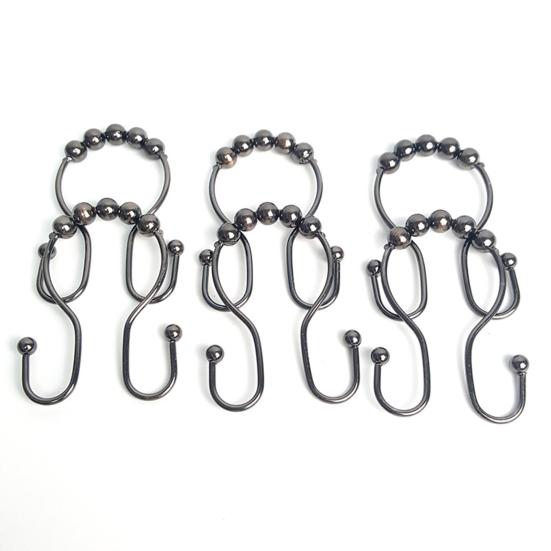 Yousheng 12ks háček na sprchový závěs Dvojité háčky Dobré vyvážení Silná nosná kapacita váleček Kulička Hladký Posuvný kroužek háčku na závěsy Koupelnový zdroj