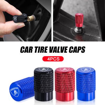 4Pcs Car LOGO Motorcycle Tire Valve Air Port Stem Cover Cap Plug CNC Aluminum For Lamborghini Urus Huracan Aventador Premium