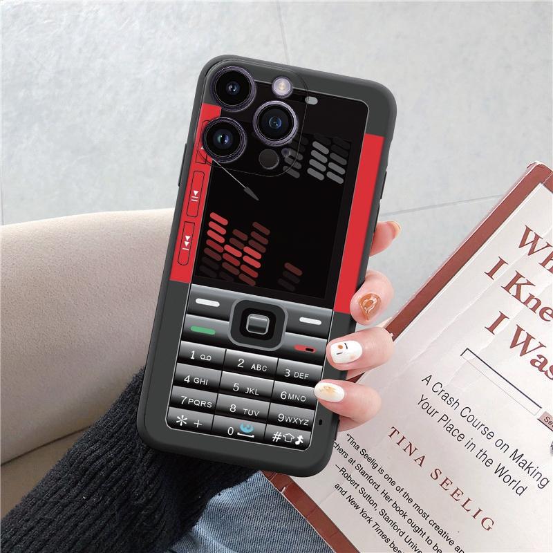 Tālruņa maciņi iPhone 15 Pro 6 14 XS 13 Max XR 12 Mini 7 Plus X SE 8 11 Funny Retro Camera Phone Rakstains mīksts TPU triecienizturīgs bufera apvalks