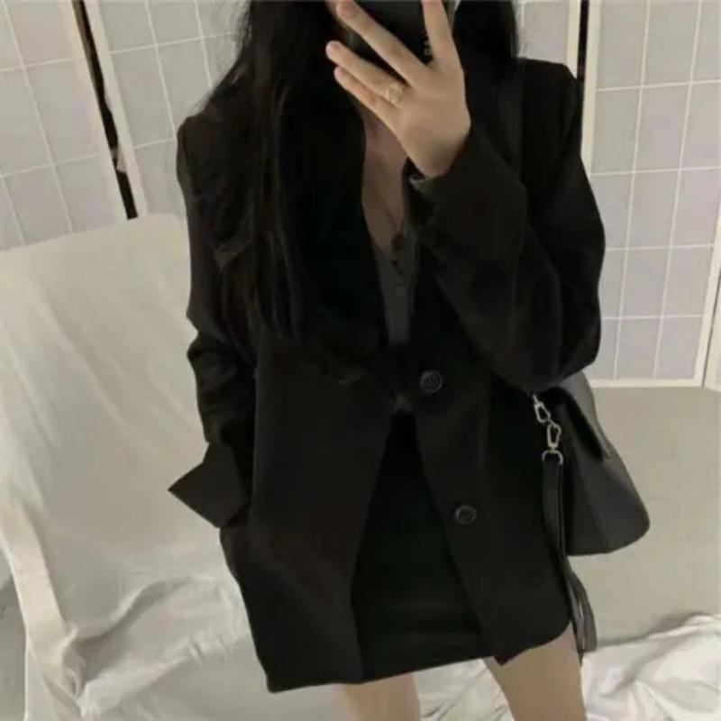 Women Loose Plus Size Korean College Style Casual Blazer Office Work Outerwear