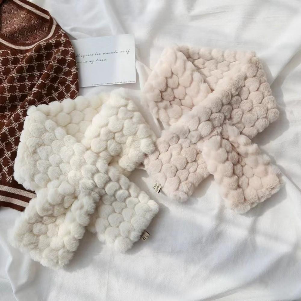 Thickened Cross Scarf Cold-proof Knitted Neckerchief Elegant Neck Collar  Outdoor