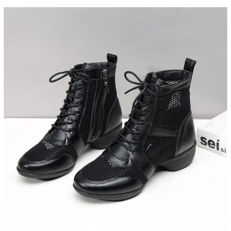 Summer New Soft Bot Mid Heel Dance Oes Women's Square Dancing Oes Jazz Dance Net Boot Sailor Sle Fem Footwear