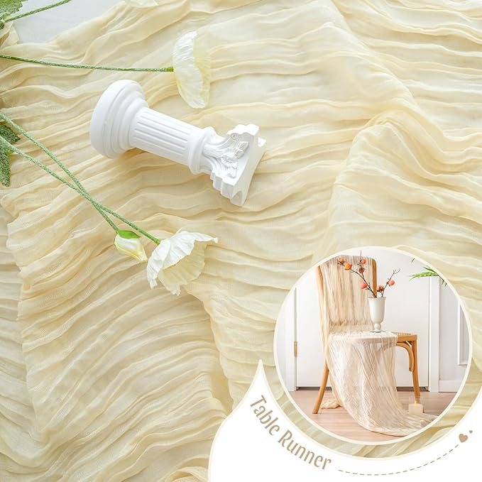 10Pcs Cheesecloth Table Runner Rustic Runner For Wedding Decor Arch Draping Bridal Baby Shower Birthday Holiday Party Holiday