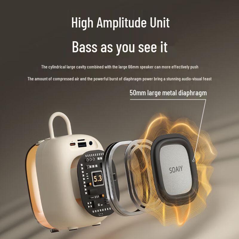 Soaiy SK68 Portable Wireless KTV Speaker & Dual Microphones with AI Voice Assistant CN Plug (adapter Included)