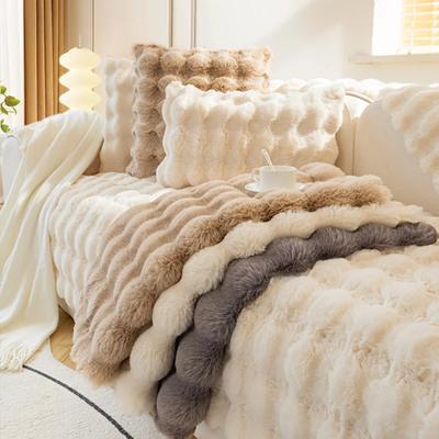 Hot Selling Cat Feeling Rabbit Plush Sofa Mat Soft Winter Thickened Warm Sofa Cover New Warm Plush Cover Cloth Towel