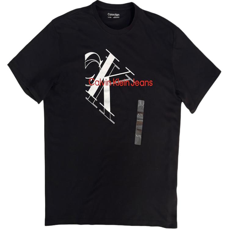 

Calvin Klein Повседневные джинсы с простым логотипом-буквой, удобная футболка с круглым вырезом и коротким рукавом для мужчин, черная 81KC818-001