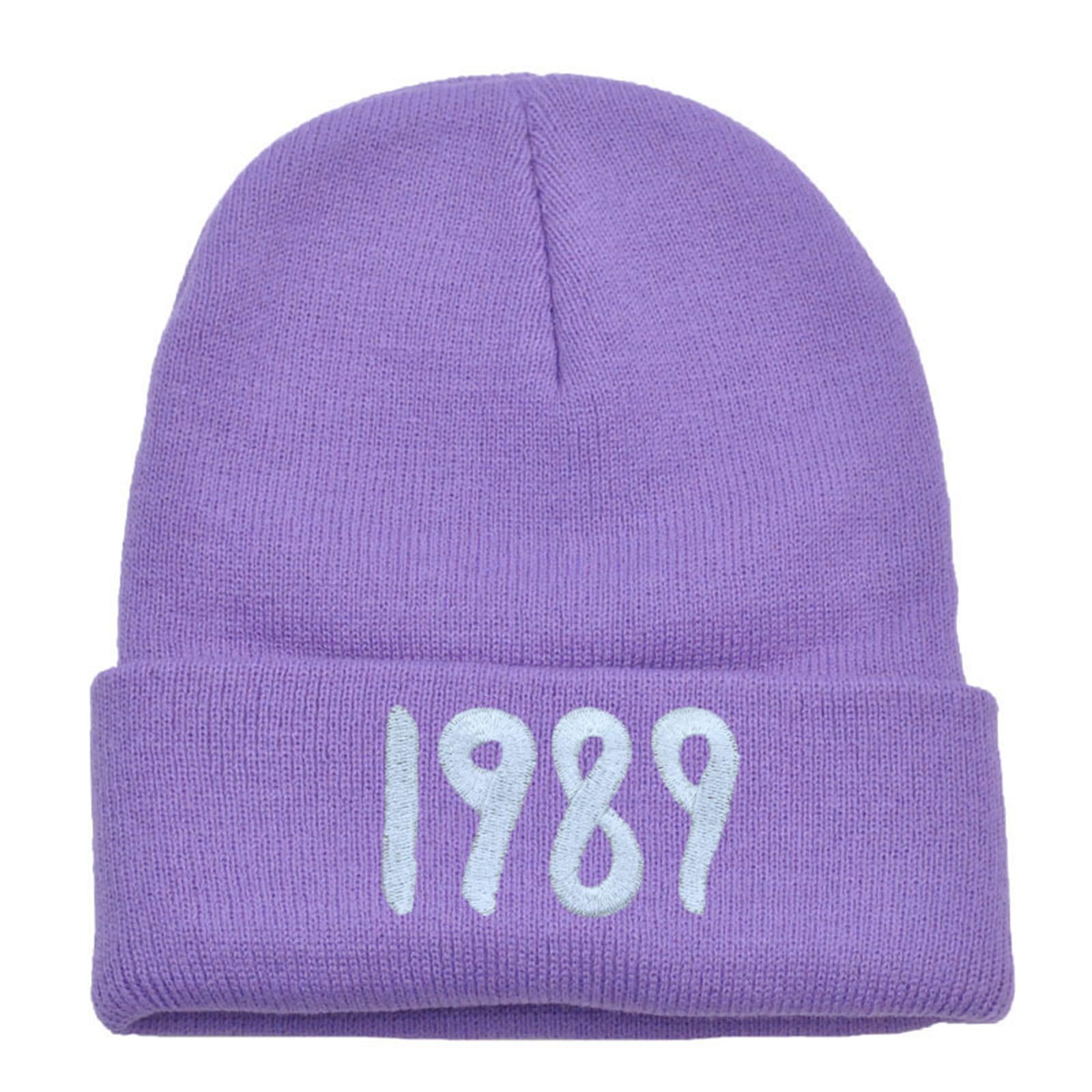 

Embroidered Knit Beanie Hat Winter Warm Thick Soft Stretchy Casual Outdoor Cold Weather Headwear for Adults and Teens One Size фіолетовий