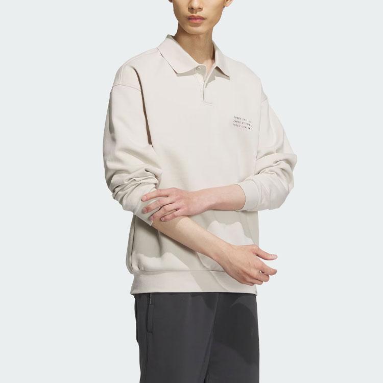 Adidas Sportswear Jacket Letter Print Long Sleeve Polo Shirt Men Tops Clear-Brown IS7420