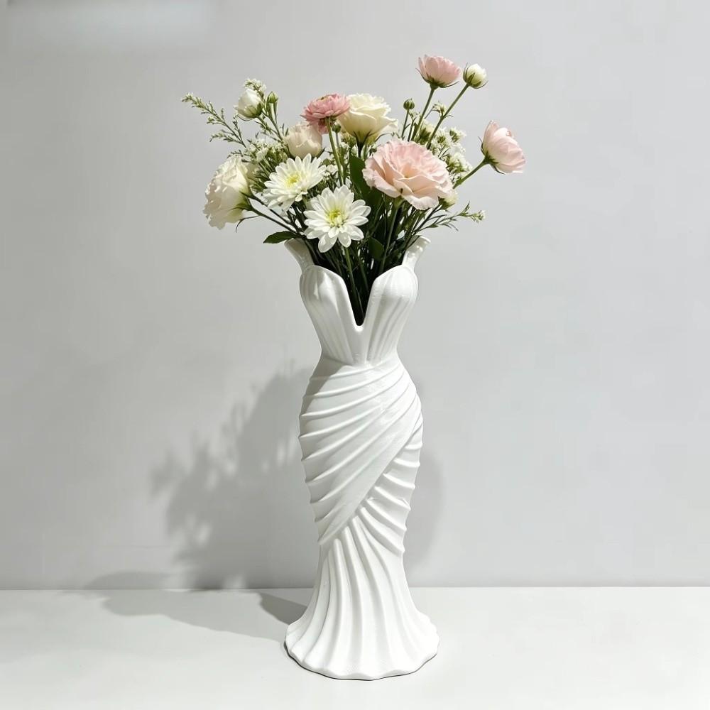 Twisted Design Elegant Dress Vase Gown-Shaped Decorative Vase  Office Tabletop Ornaments