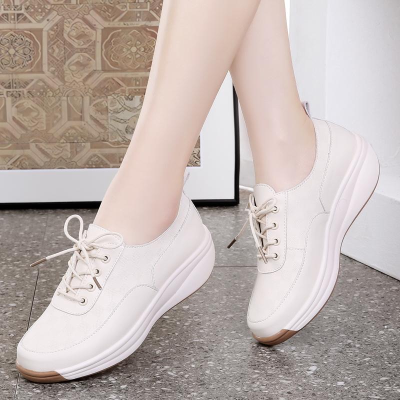 Summer Microfiber Emboss Wedges Lace Up Women's Flats Plus Size Outsole Sneakers Shoes
