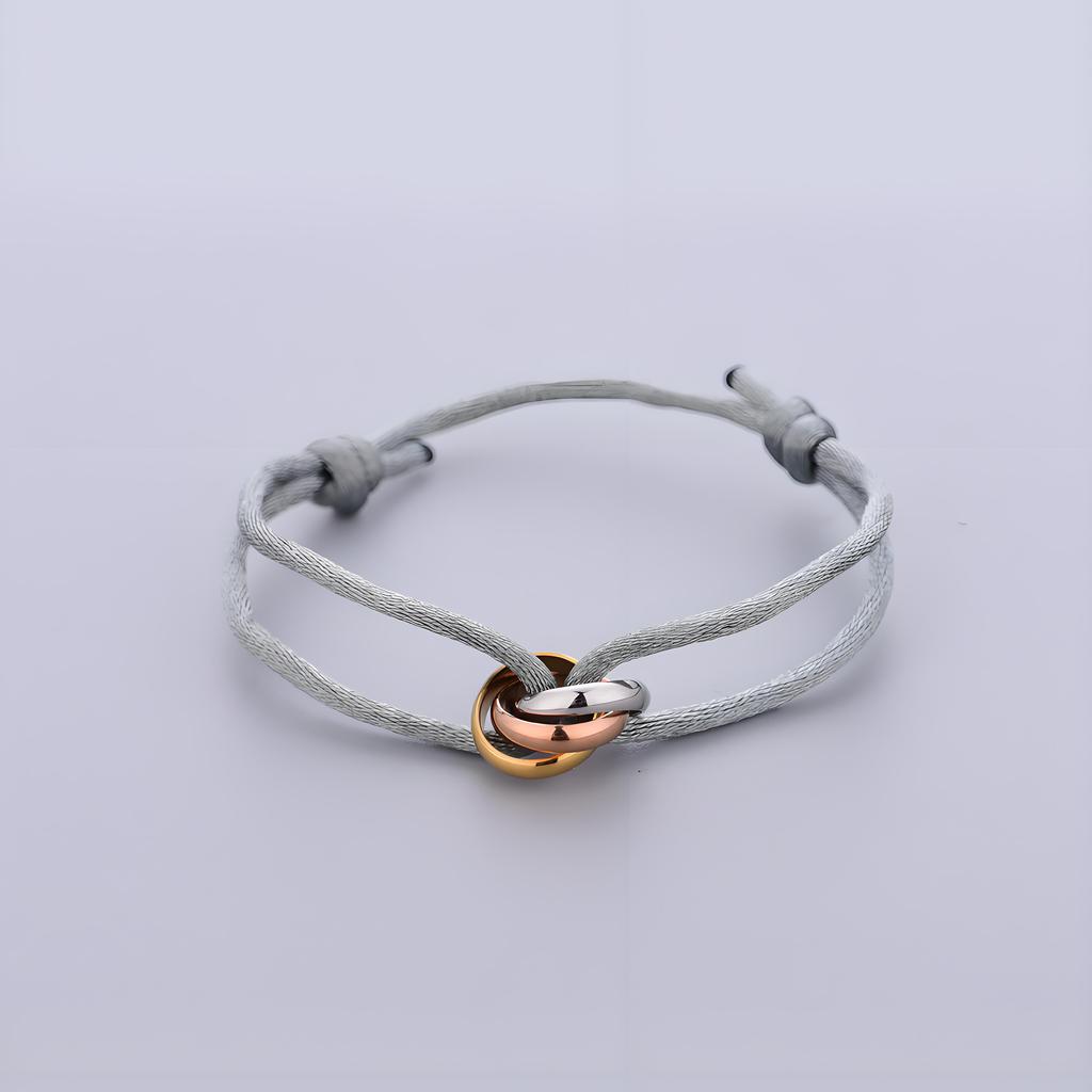 Trinity Bracelet Stainless Steel Circle Women's Bracelet Different Colors of Rope Classic Popular Tricolor GradientJewelry