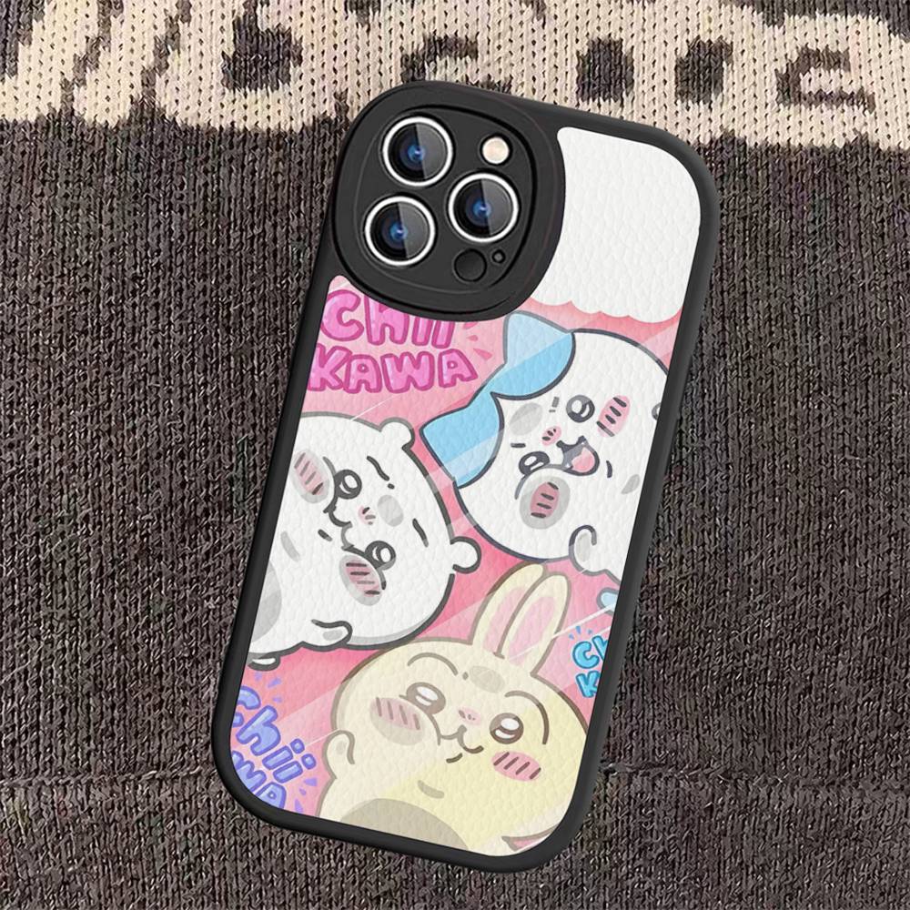 C-Chii-kawa Phone Case Hard Leather For iPhone 16 15 14 13 12 Mini 11 14 Pro Max Xs X Xr 7 8 Plus Fundas