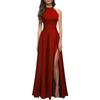 2025 Summer Women's Fashion: Sexy Slit Halter Neck Evening Gown – High-End Feel Long Skirt