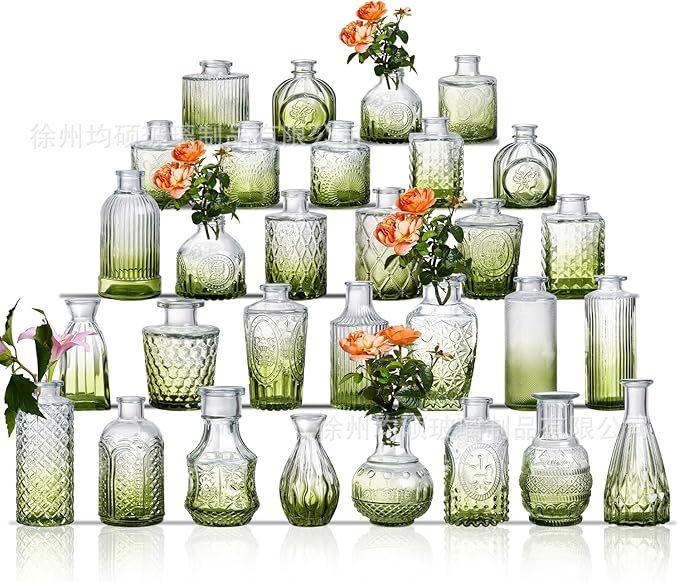 Clear Bud Vases Bulk Small Flower Vases for Wedding Decor Glass Vintage Bottle Set for Centerpieces Home Decor Bottles