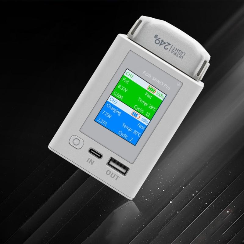 2 Slot Battery Charger Base with Storage Charge for Mini 3 Drones Accessories Charging  Adapter with Digital Display