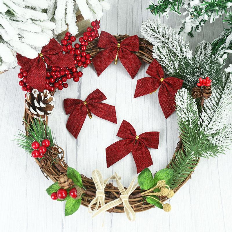 2pcs Buffalo Plaid Bows for Christmas Decorations Christmas Tree Ornaments New Year Noel Navidad Decor Birthday Gift DIY Bow