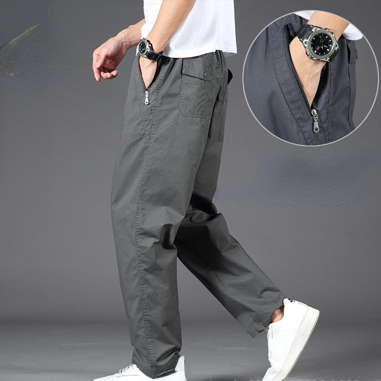 

Мужские брюки на молнии в стиле Харадзюку, хлопковые брюки-карго, повседневные спортивные длинные брюки с эластичной резинкой на талии, брюки с карманами M
