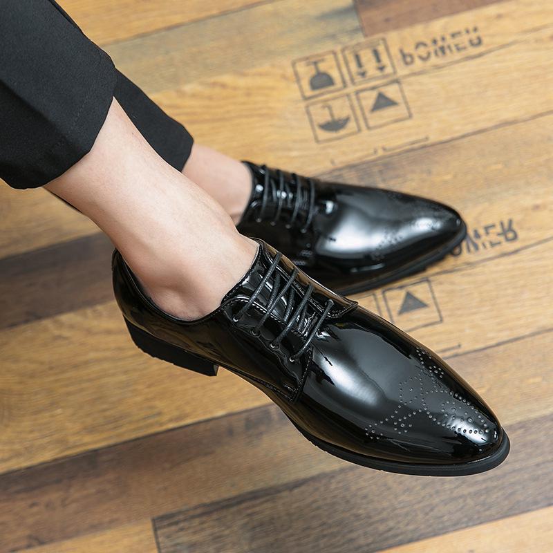 Chaussures Homme Grande Taille Vertes Brogues à Lacets Bout Pointu Basse en Cuir
