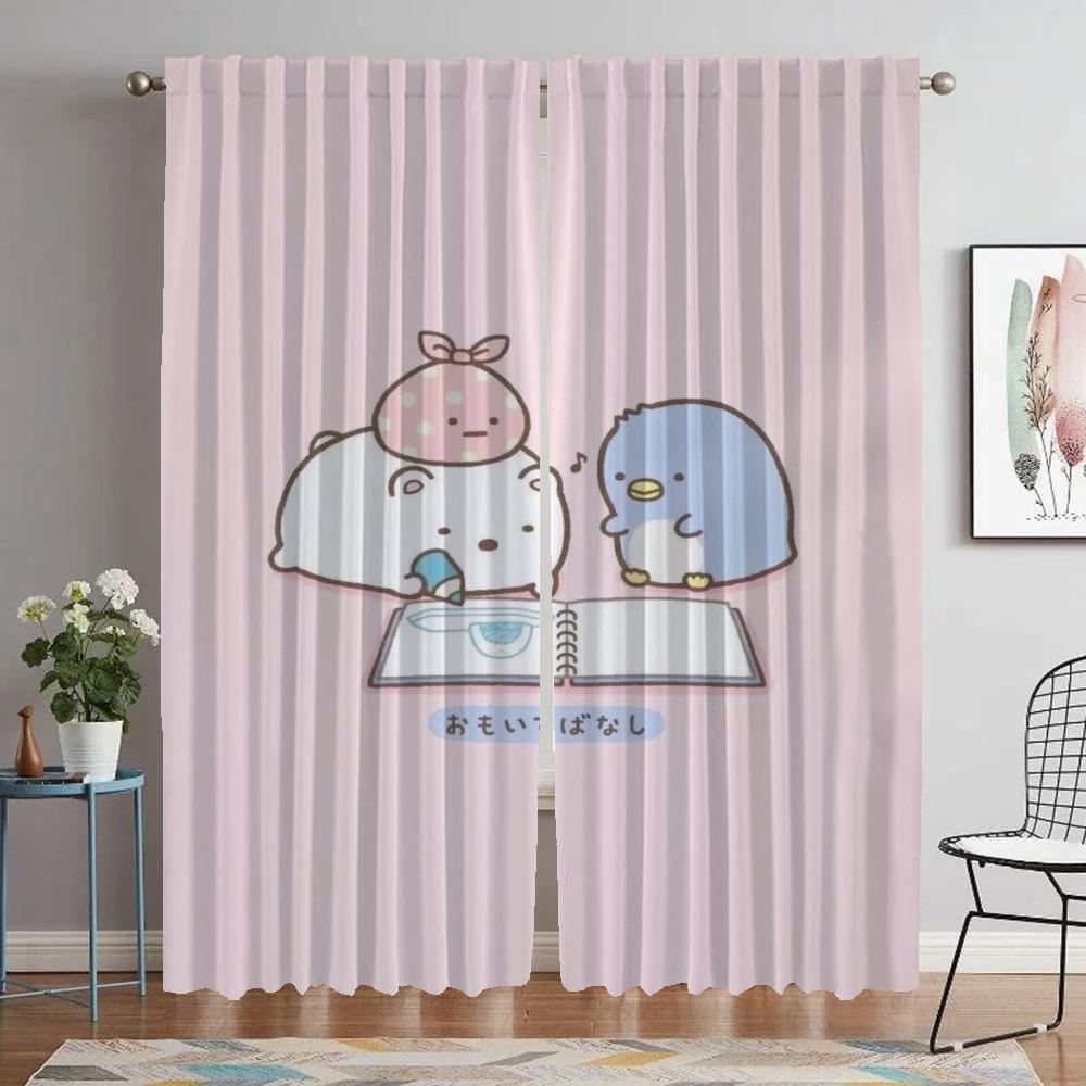 Modern Living Room Curtains 2 Pieces Sumikko Gurashi Home Interior Curtains for Camera Window Curtain Tulle for Bedroom Shades