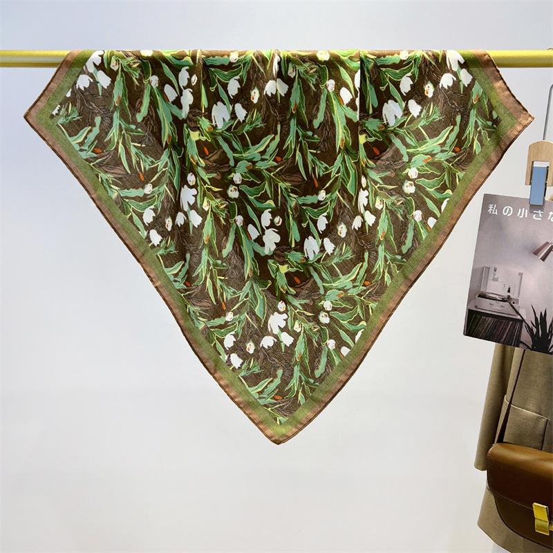 70cm Cotton Floral Print Bandana Square Scarf Women Girls Headband Accessories Handkerchief Neckerchief Hairscarf Pashmina Shawl