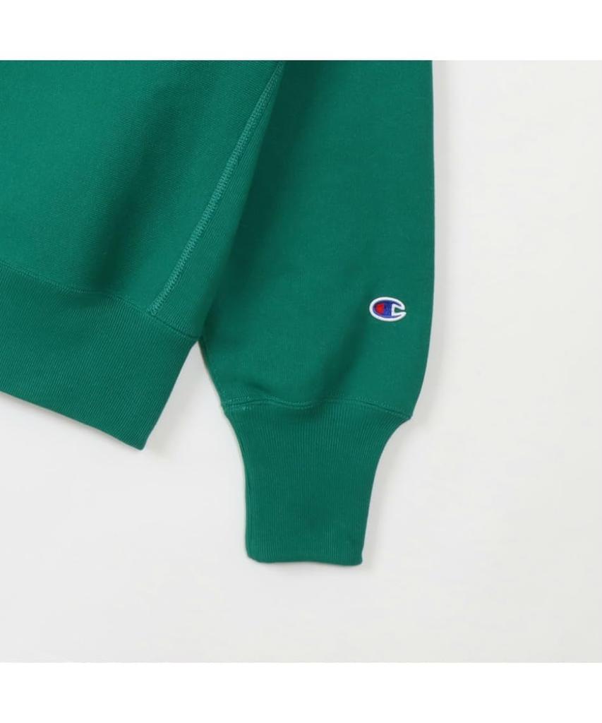 Sweatshirt Long Sleeve Round Neck COTTON USA Graphic Print Reverse Crew Neck Sweatshirt Casual Classic Green M [Champion] 11.5oz Weave(R) Women's