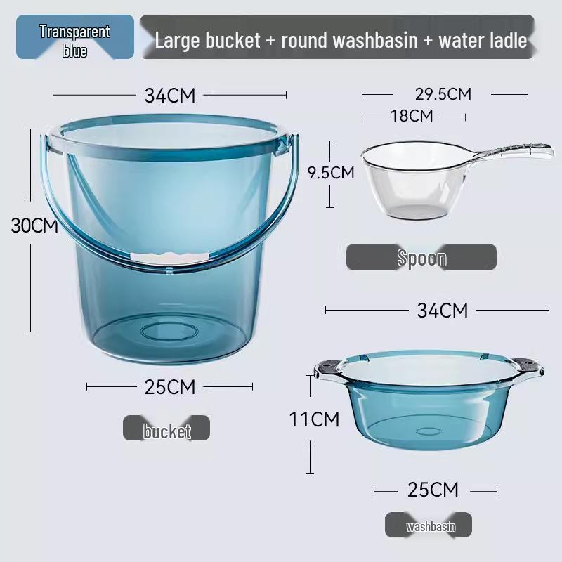 Förtjockad Transparent Plasttunna med Lock: Hushållsvattenförvaring, Tvätt- och Studentrums-användning