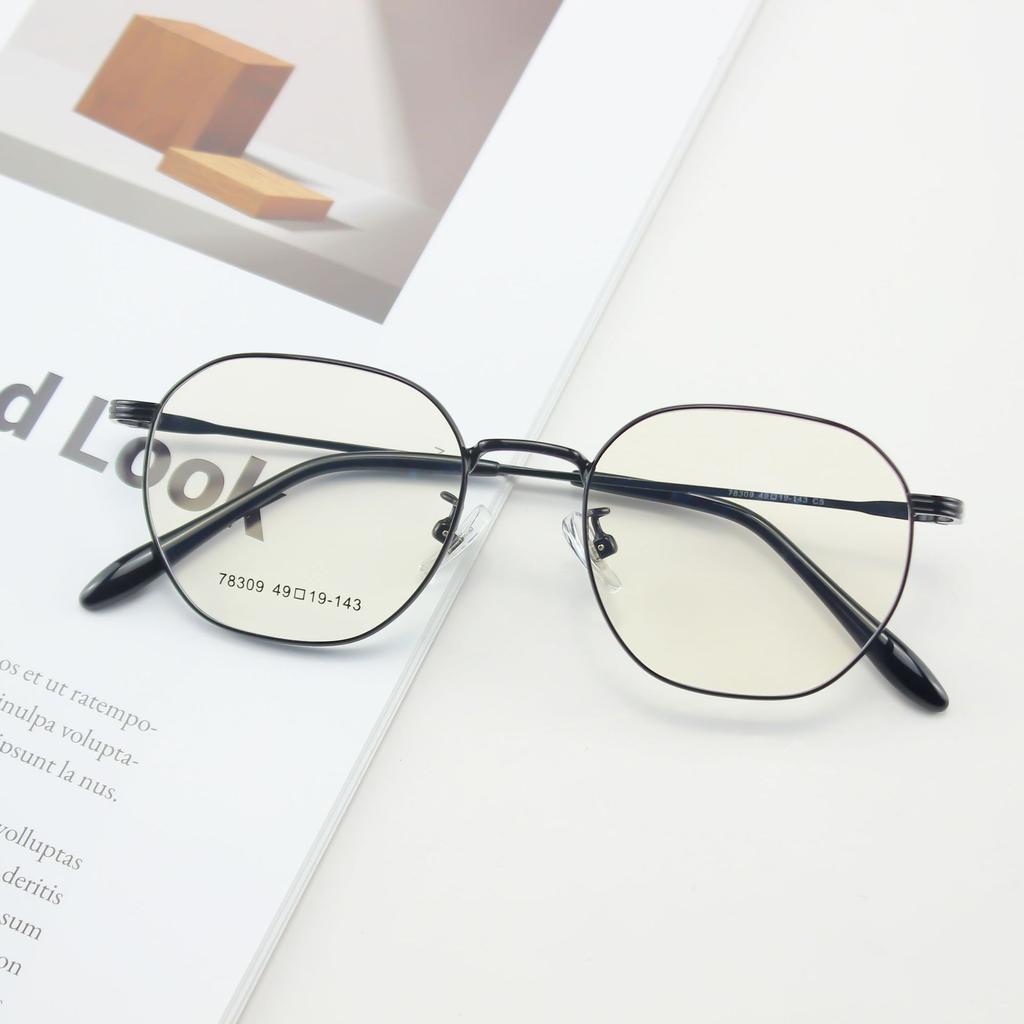 Retro Glasses Two-color Vacuum Plating Small Polygonal Glasses Frame Plain Colors for Men and Women