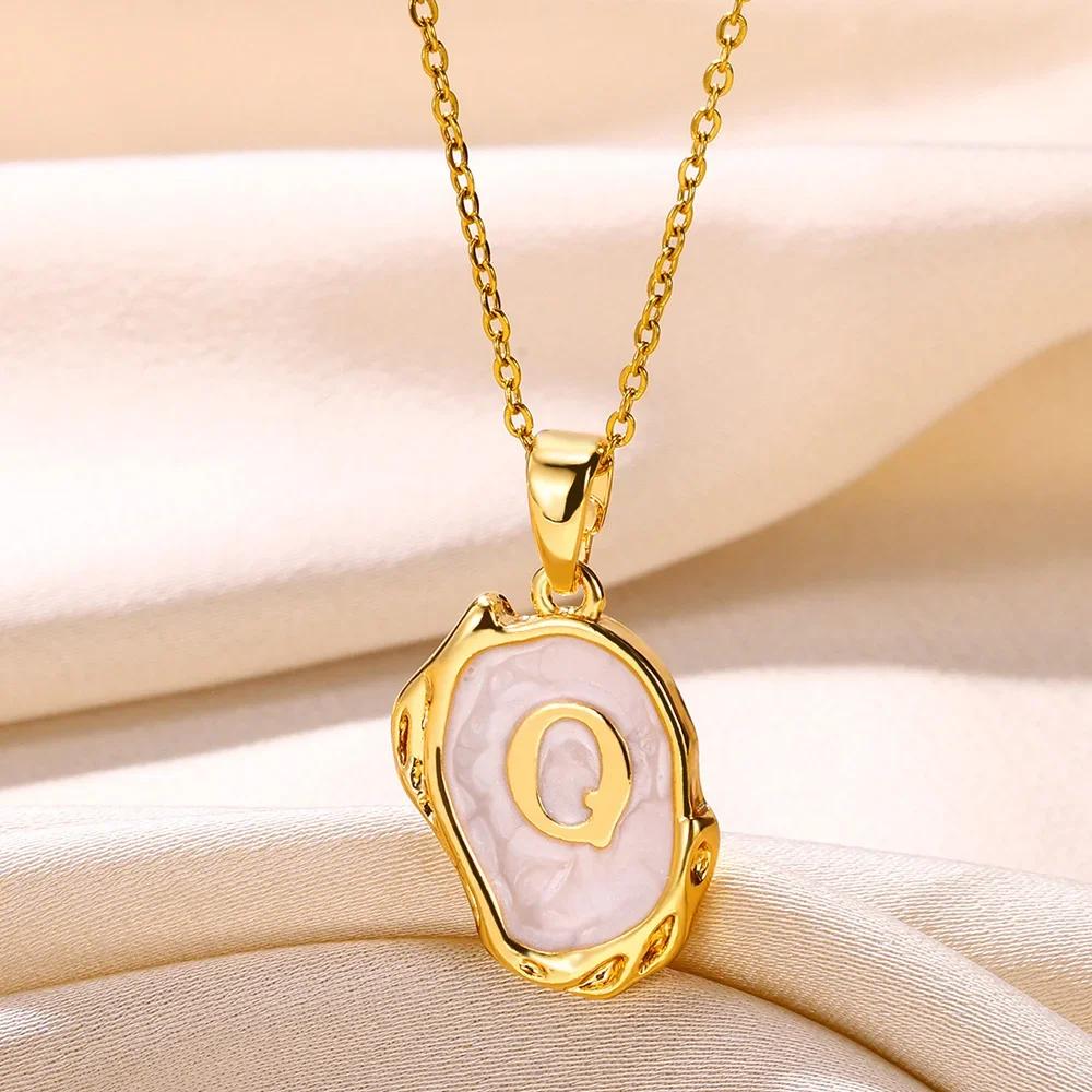 Y2K Metal Drip Oil 26 Letter Necklaces for Women Men Alphabet A-Z Initials Pendant Necklace Aesthetic Jewelry Gift