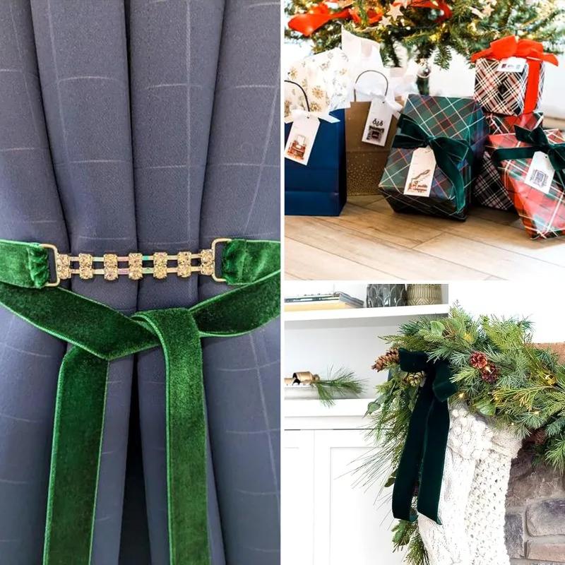 6-38mm Red Dark Green Velvet Ribbon Artificial Home Room Decor Christmas Tree Pendant Gift Packaging Bow DIY Party Decoration