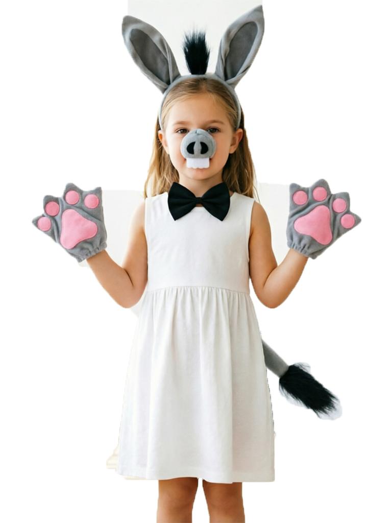 Umorden Child Adult Animals Lion Tiger Donkey Milk Cow Costume Accessories Ears Nose Tail Gloves Set