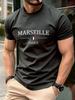 T-shirts en Coton Imprimés Drapeau Marseille France Homme Été Oversize Col Rond Manches Courtes Hauts Doux Vêtements Masculins Basiques