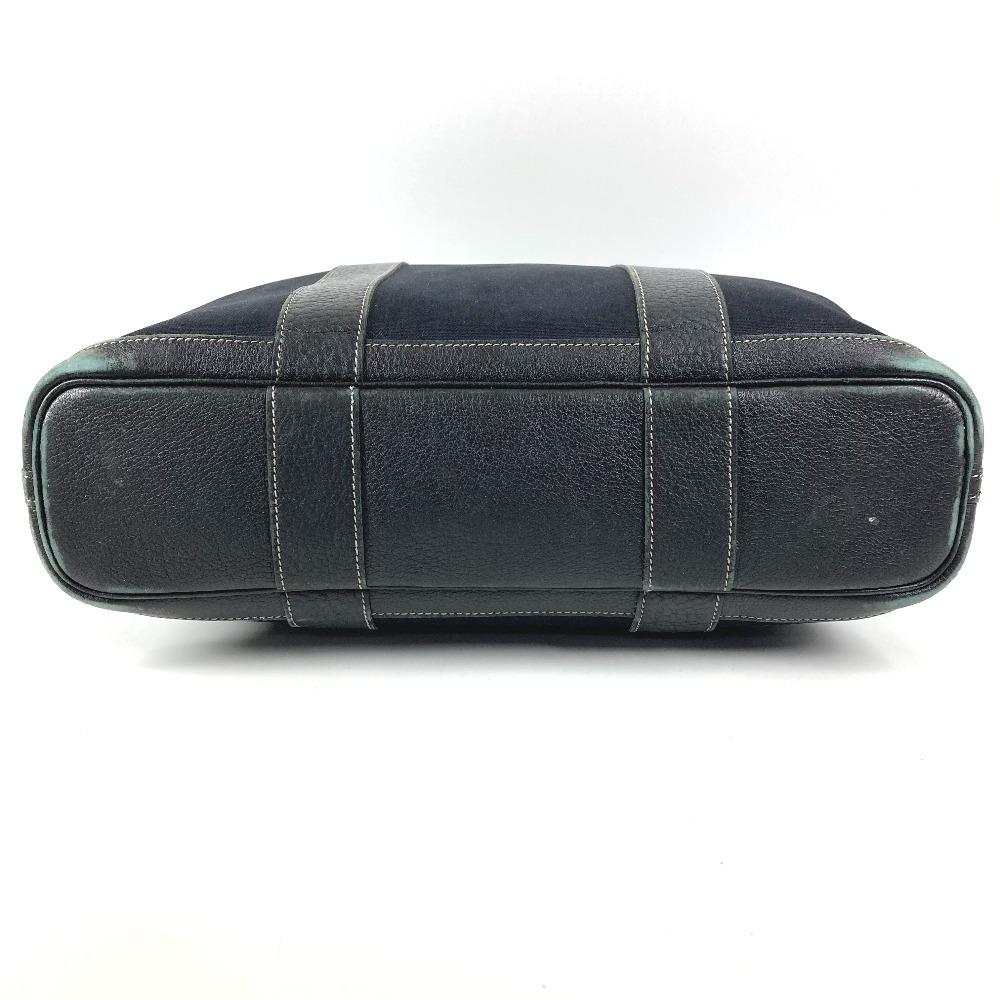 HERMES Garden File MM Bag Tote Bag Shoulder Bag Leather / Canvas Black