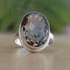 Oval Rose Cut Smoky Quartz 925 Sterling Silver Ring Jewelry, Handmade Brown Smoky Statment Gift Ring