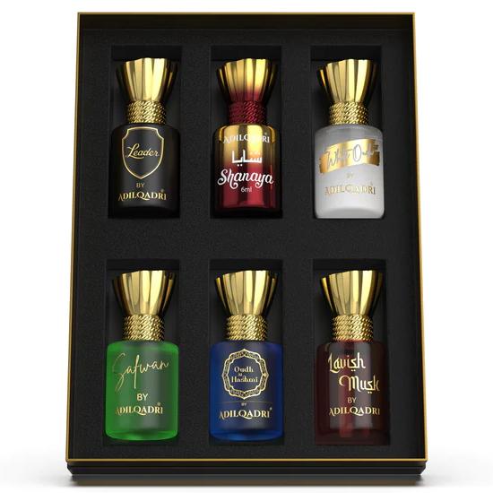 Adilqadri Assorted Luxury Attar Perfume Gift Set (6 × 5.5Ml)