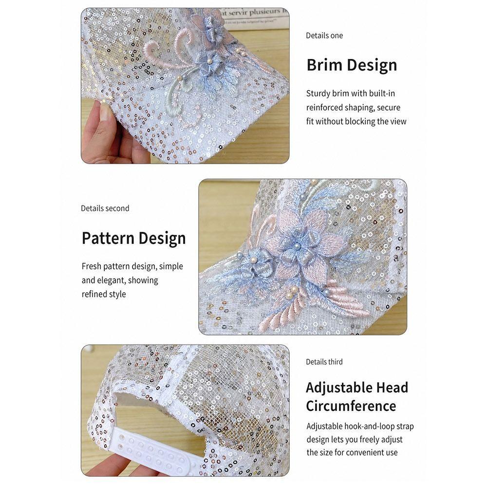 Embroidered Flowers Lace Baseball Cap Breathable Mesh Rebound Cap Sunscreen Sunshade Hat Women