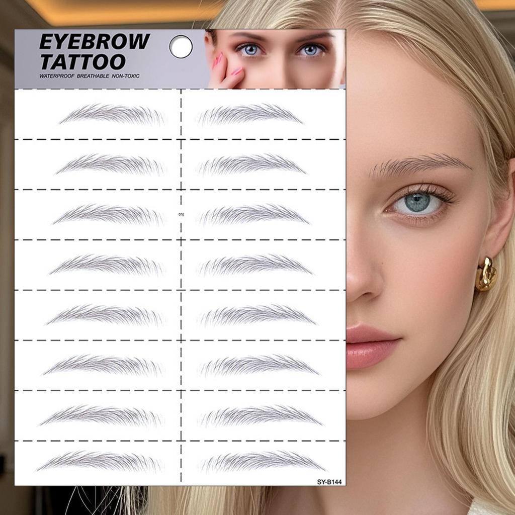 In Stock: 6D Waterproof Eyebrow Tattoo Stickers - Black/Brown Microblading Simulation