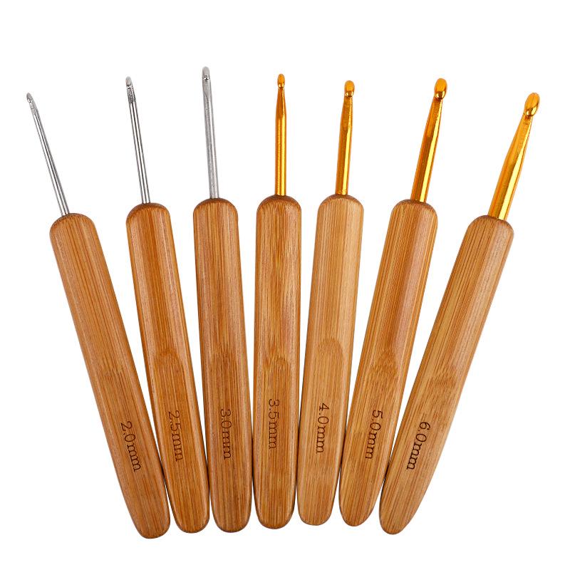 Carbonized Bamboo Handle Crochet Hook for Dreadlock Hair Extensions and Knitting