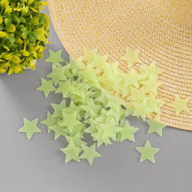 3D Fluorescent Star Stickers for Children's Bedroom Ceiling - Colorful, Self-Adhesive, Girly Starry Sky Decor