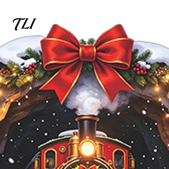 Winter Wonderland Decals Christmas Vintage Steam Train Static Window Sticker, 3D Broken Wall Effect Glass No Glue Stickers No-Adhesive Decal for Xmas