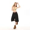 Fashion Summer Vintage Cargo Wide Leg Denim Cropped Capri Pants Loose Straight Trendy Slimming Functional Design