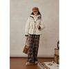 ZIHAN Women's Retro Coffee Plaid High-Waist Wide-Leg Pants